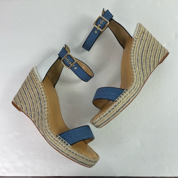 CAbi Parker Chambray Espadrille‎ Wedge Sandals 10 - Picture 3 of 13